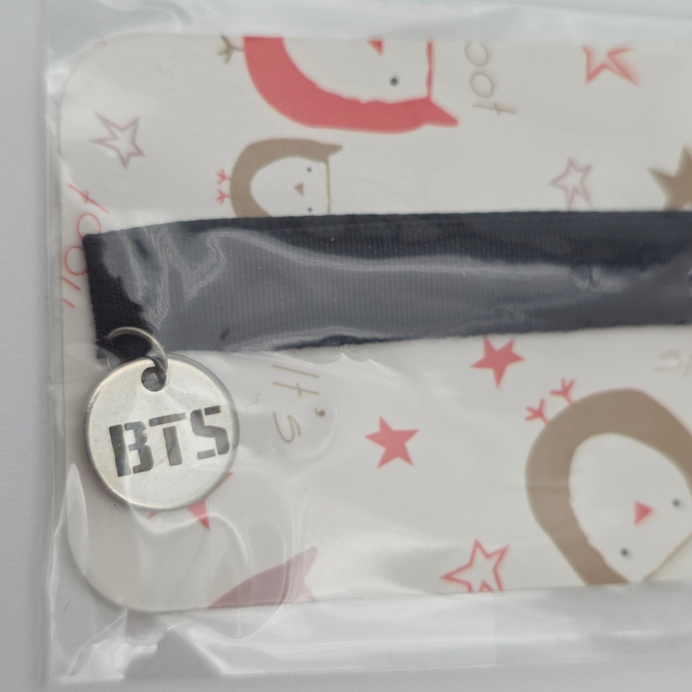 BTS Ribbon Choker Necklace Black Silver Logo Charm K-Pop ARMY Fan Merch Concert - Picture 6 of 6